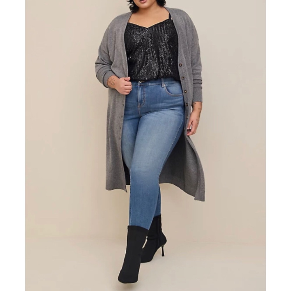 🆕 Grey Button Front Longline Cardigan Sweater 3 3X 22 24 NWT Torrid New!